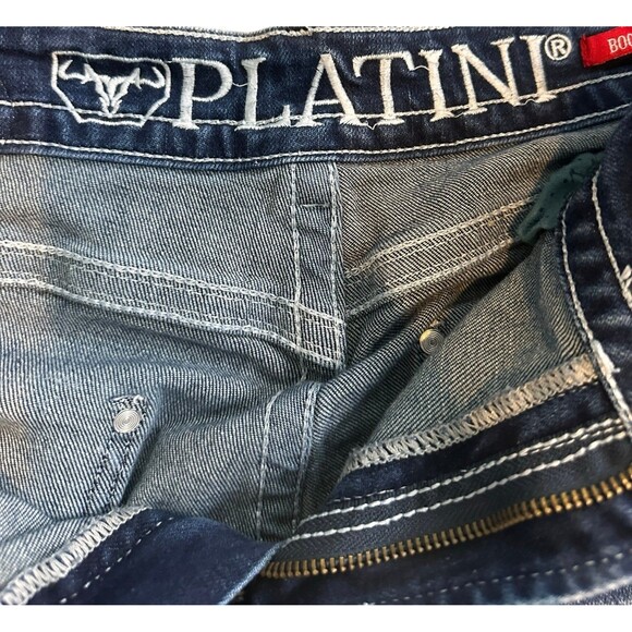 Platini Men’s Western Bootcut Embroidered Blue Jeans Size 38 X 30 - Picture 4 of 12